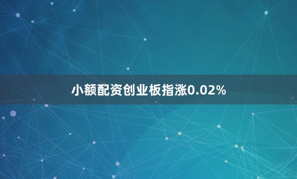 小额配资创业板指涨0.02%