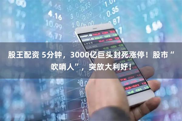 股王配资 5分钟，3000亿巨头封死涨停！股市“吹哨人”，突放大利好！
